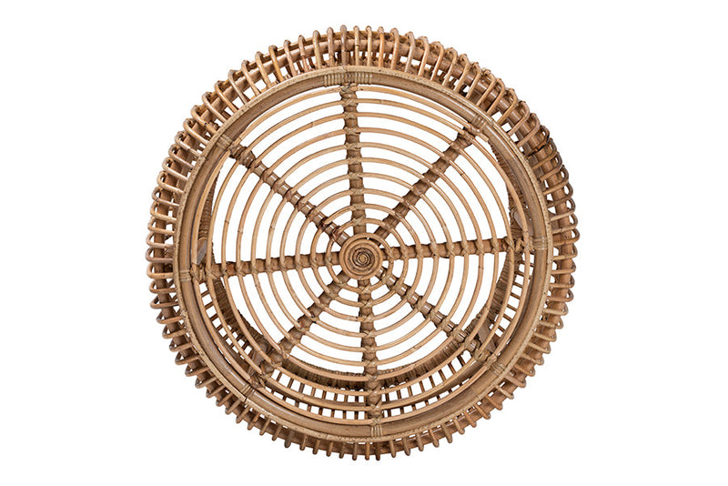 Mathias Natural Brown Antique Rattan Coffee Table Baxton