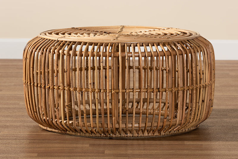 Mathias Natural Brown Antique Rattan Coffee Table Baxton
