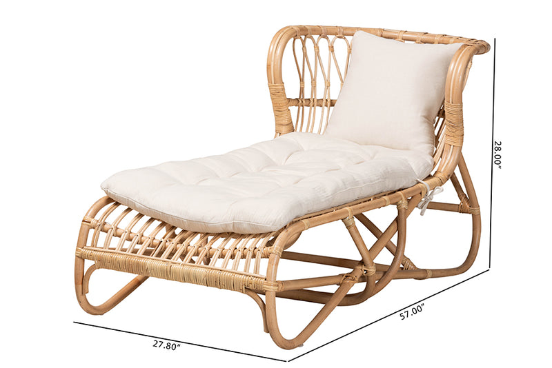 Elison Modern Bohemian Natural Brown Rattan Chaise