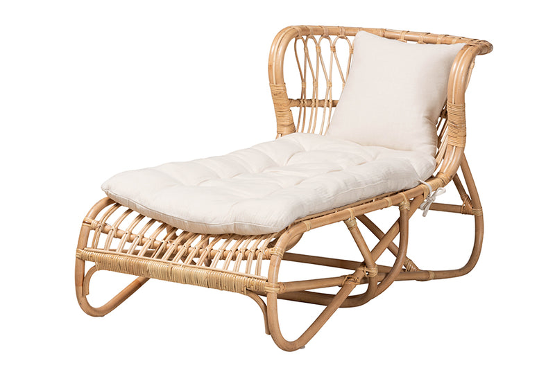 Elison Modern Bohemian Natural Brown Rattan Chaise