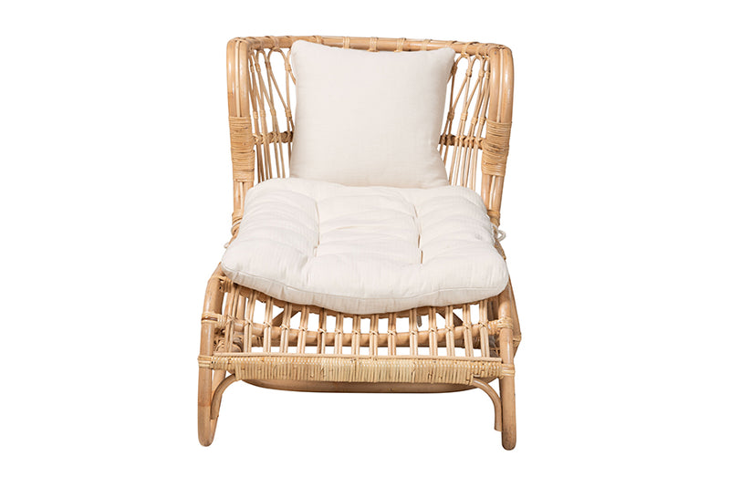 Elison Modern Bohemian Natural Brown Rattan Chaise