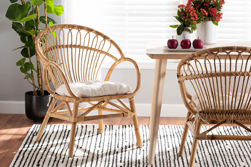 Carrick Modern Bohemian Natural Brown Rattan Dining Chair