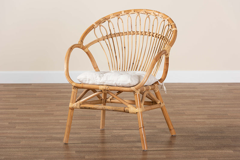 Carrick Modern Bohemian Natural Brown Rattan Dining Chair