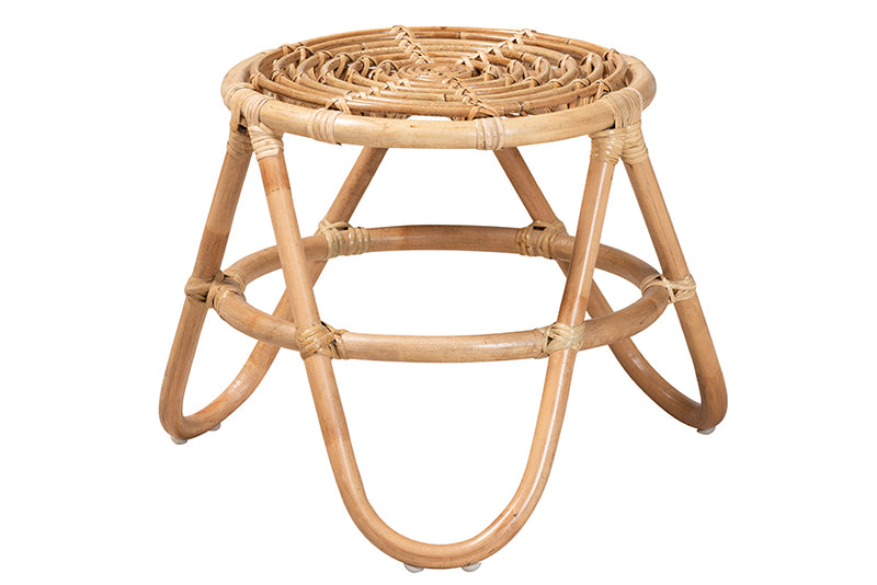 Alisa Modern Bohemian Natural Brown Rattan End Table