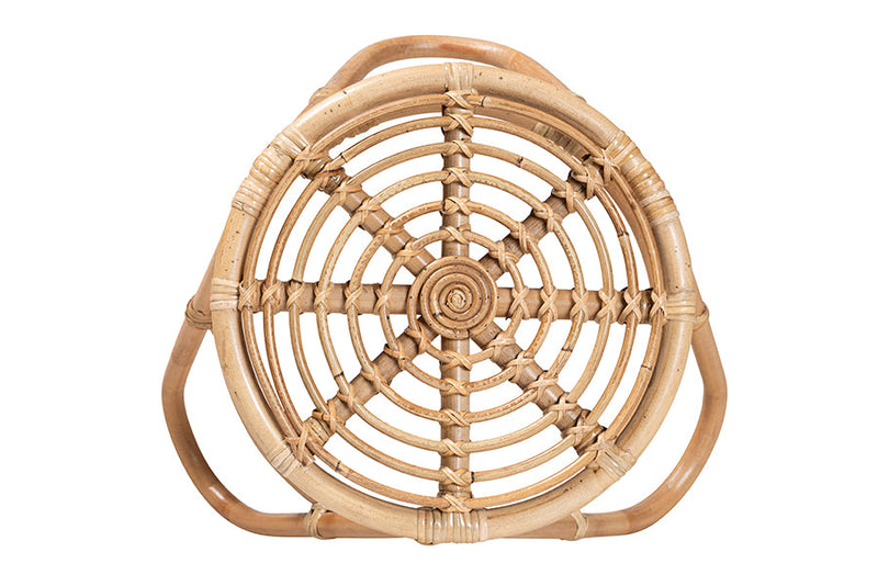 Alisa Natural Brown Rattan End Table Baxton