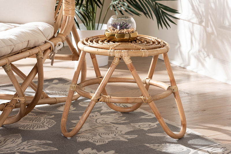 Alisa Modern Bohemian Natural Brown Rattan End Table