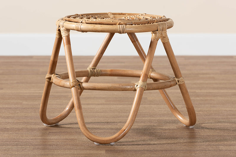 Alisa Modern Bohemian Natural Brown Rattan End Table