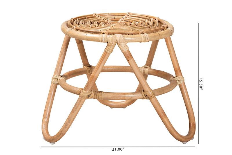 Alisa Modern Bohemian Natural Brown Rattan End Table