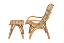 Reina Natural Brown Rattan 2Pc Armchair and Footstool Set Baxton