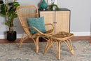 Reina Natural Brown Rattan 2Pc Armchair and Footstool Set Baxton