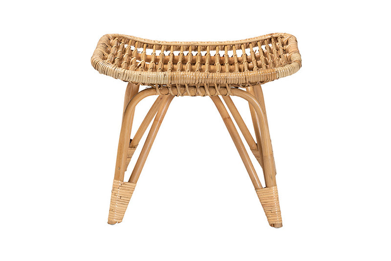 Reina Natural Brown Rattan Footstool Baxton