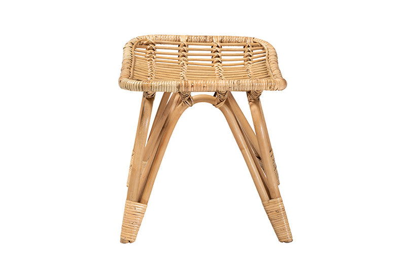 Reina Natural Brown Rattan Footstool Baxton