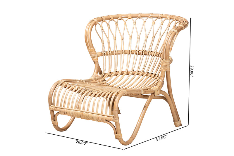 Adalwin Modern Bohemian Natural Brown Rattan Accent Chair