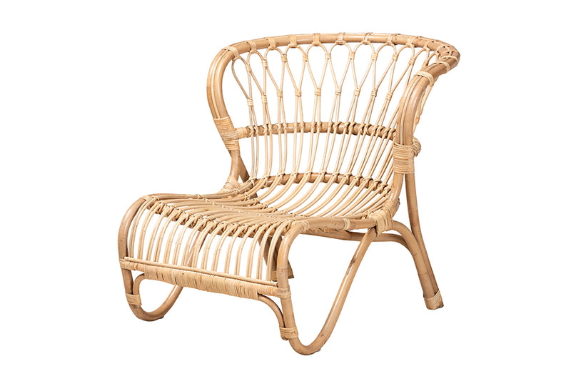 Adalwin Modern Bohemian Natural Brown Rattan Accent Chair