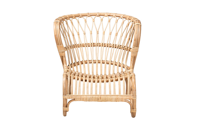 Adalwin Modern Bohemian Natural Brown Rattan Accent Chair