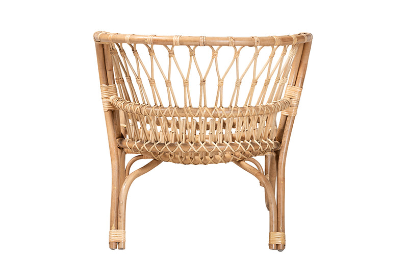 Adalwin Modern Bohemian Natural Brown Rattan Accent Chair