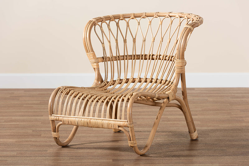 Adalwin Modern Bohemian Natural Brown Rattan Accent Chair