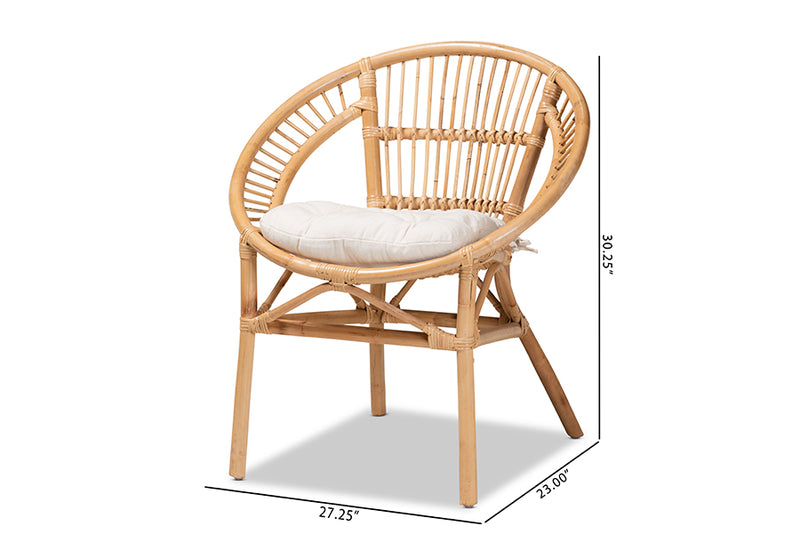 Carver Modern Bohemian Natural Brown Rattan Dining Chair