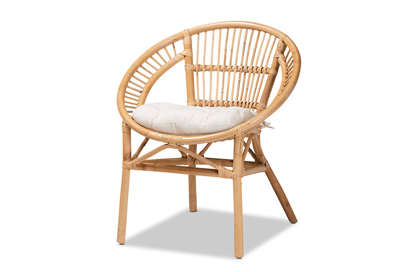 Carver Modern Bohemian Natural Brown Rattan Dining Chair