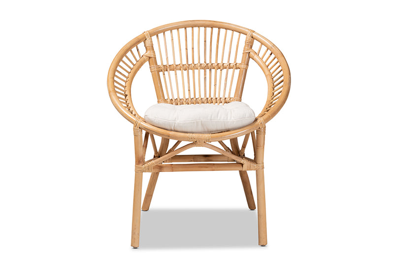 Carver Modern Bohemian Natural Brown Rattan Dining Chair