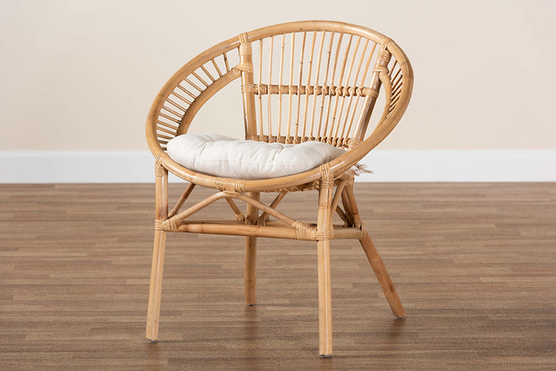 Carver Modern Bohemian Natural Brown Rattan Dining Chair