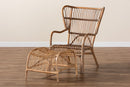 Melodie Natural Brown Antique Rattan 2Pc Chair and Footstool Set Baxton