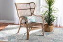 Melodie Modern Bohmenian Natural Brown Antique Rattan Armchair Baxton