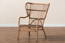 Melodie Modern Bohmenian Natural Brown Antique Rattan Armchair Baxton