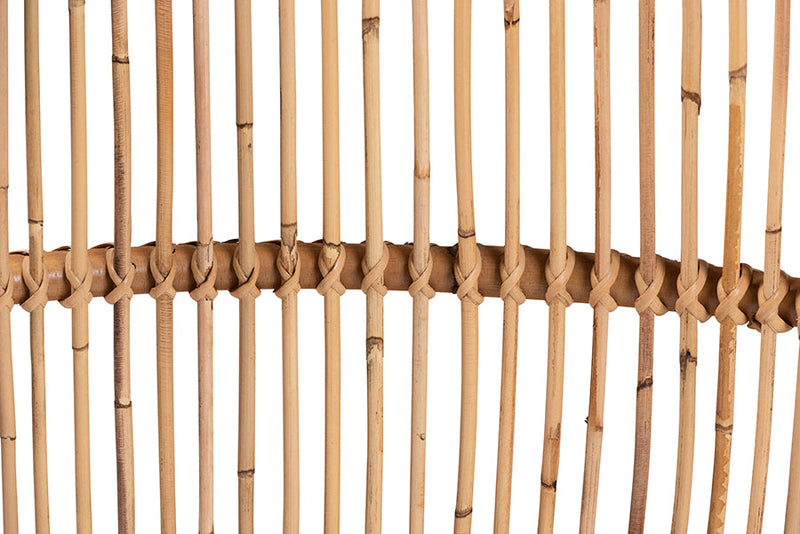 Melodie Modern Bohmenian Natural Brown Antique Rattan Footstool Baxton