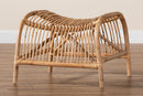 Melodie Modern Bohmenian Natural Brown Antique Rattan Footstool Baxton