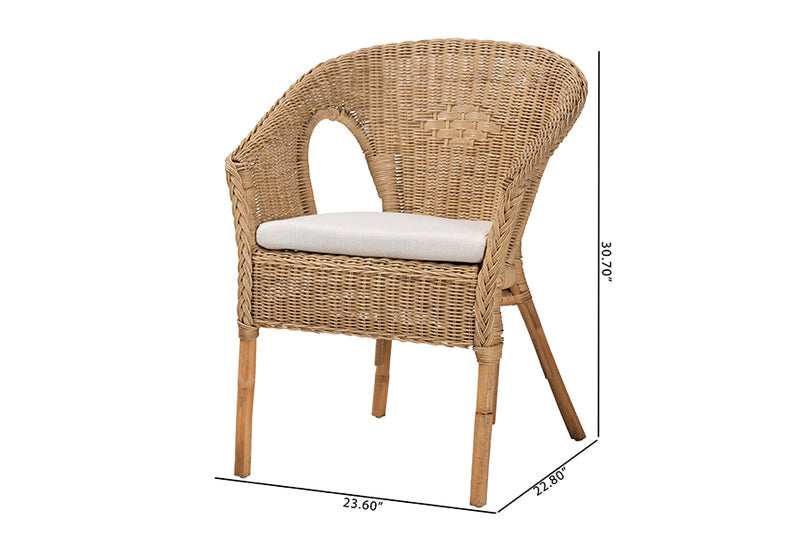 Agnes Modern Bohemian Natural Brown Antique Rattan Dining Chair