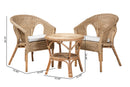 Agnes Natural Brown Antique Rattan 3-Piece Living Room Set Baxton
