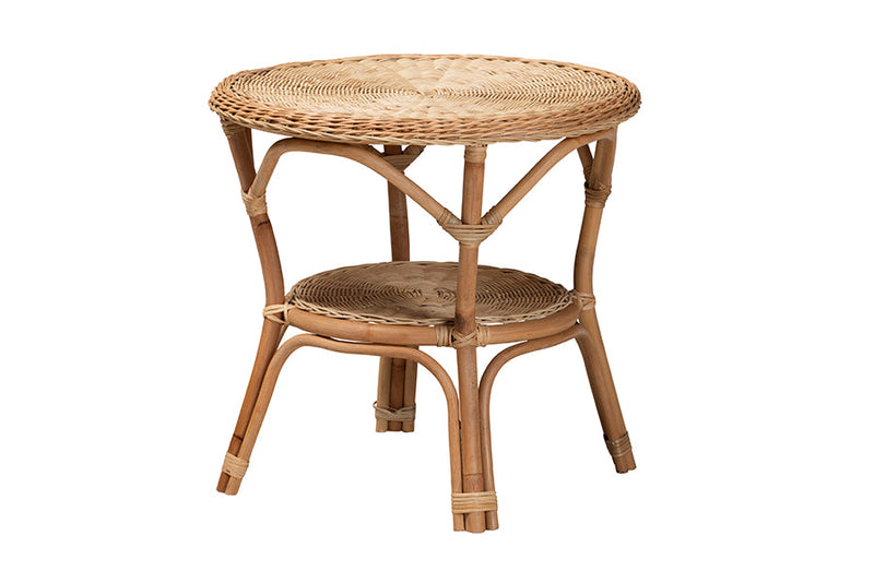 Agnes Natural Brown Antique Rattan 3-Piece Living Room Set Baxton
