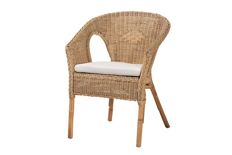 Agnes Modern Bohemian Natural Brown Antique Rattan Dining Chair