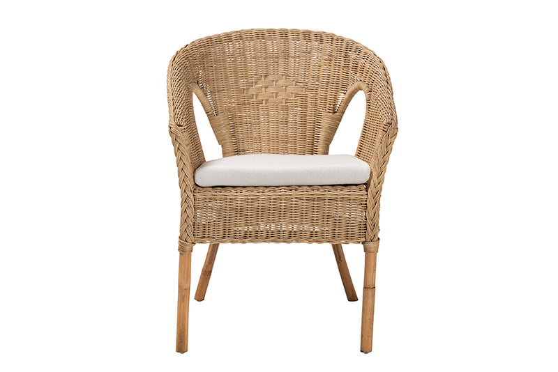 Agnes Modern Bohemian Natural Brown Antique Rattan Dining Chair