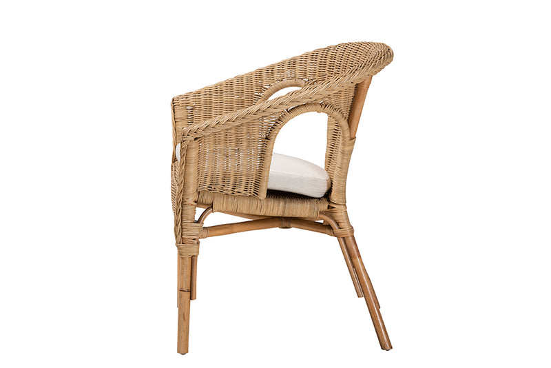 Agnes Modern Bohemian Natural Brown Antique Rattan Dining Chair