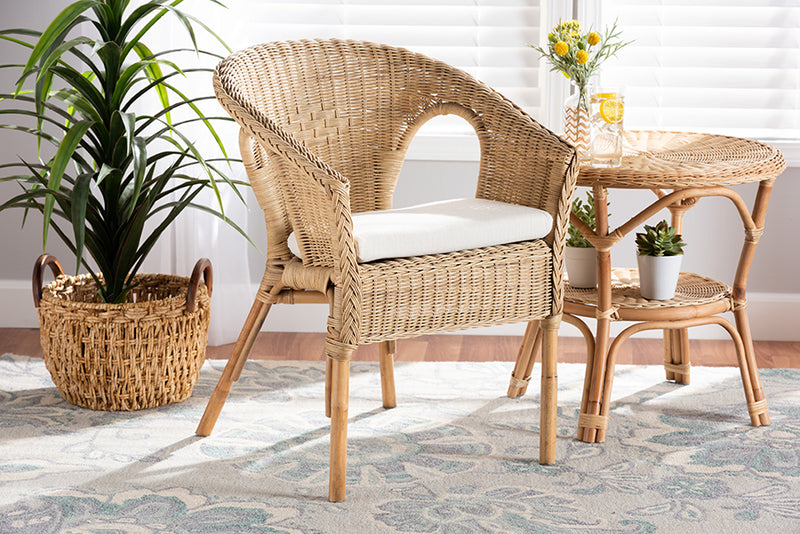 Agnes Modern Bohemian Natural Brown Antique Rattan Dining Chair