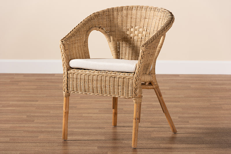 Agnes Modern Bohemian Natural Brown Antique Rattan Dining Chair