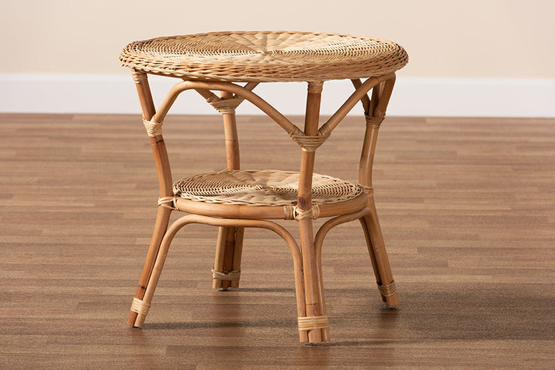 Agnes Natural Brown Antique Rattan Coffee Table Baxton