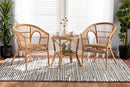 Dauphine Natural Brown Rattan 3-Piece Living Room Set Baxton