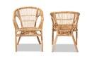 Dauphine Natural Brown Rattan 2Pc Dining Chair Set Baxton