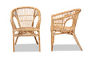 Dauphine Natural Brown Rattan 2Pc Dining Chair Set Baxton