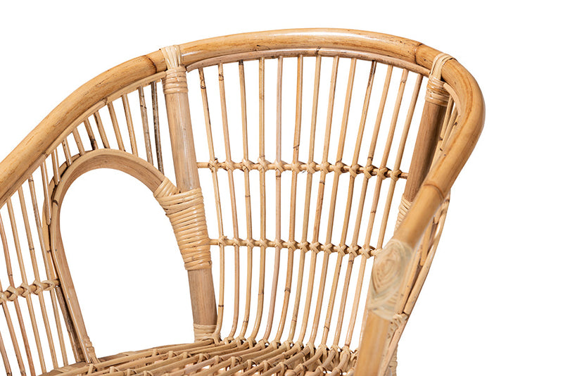Dauphine Natural Brown Rattan 2Pc Dining Chair Set Baxton