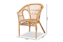Dauphine Natural Brown Rattan 2Pc Dining Chair Set Baxton