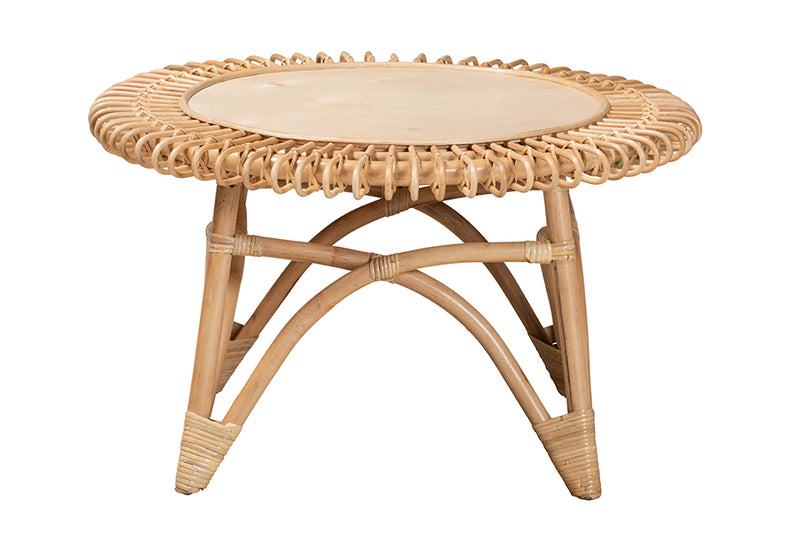 Eloise Modern Bohemian Natural Rattan Coffee Table