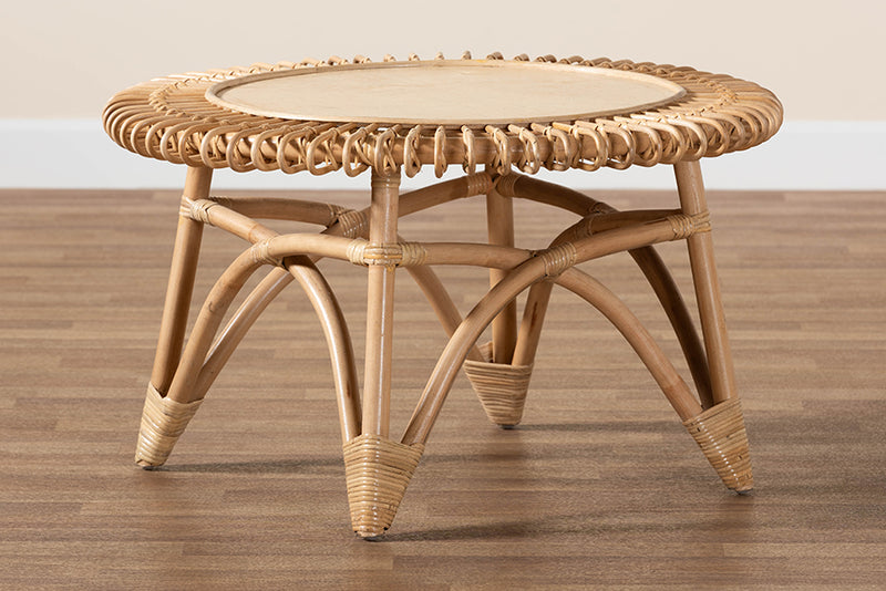 Eloise Modern Bohemian Natural Rattan Coffee Table