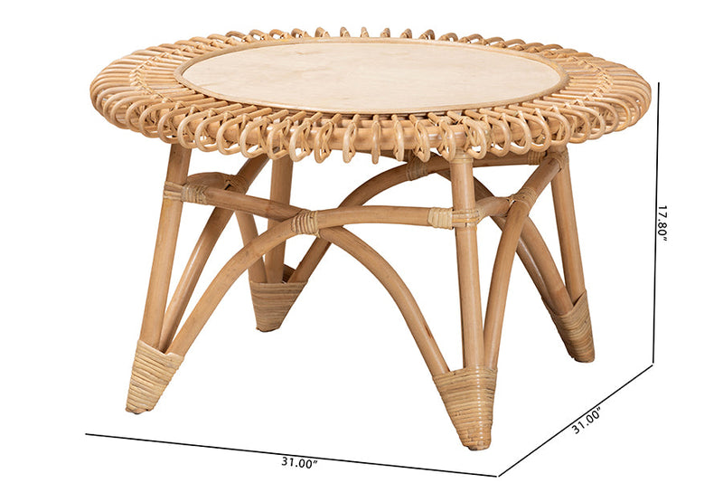 Eloise Natural Rattan Coffee Table Baxton