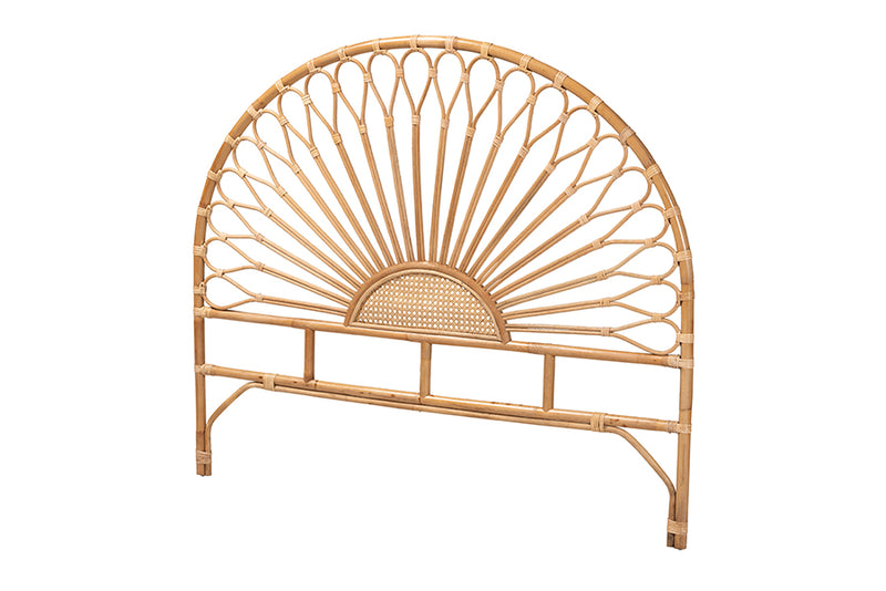 Drucilla Modern Bohemian Natural Rattan Queen Size Standalone Headboard