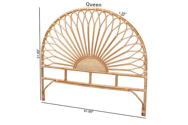 Drucilla Modern Bohemian Natural Rattan Queen Size Standalone Headboard