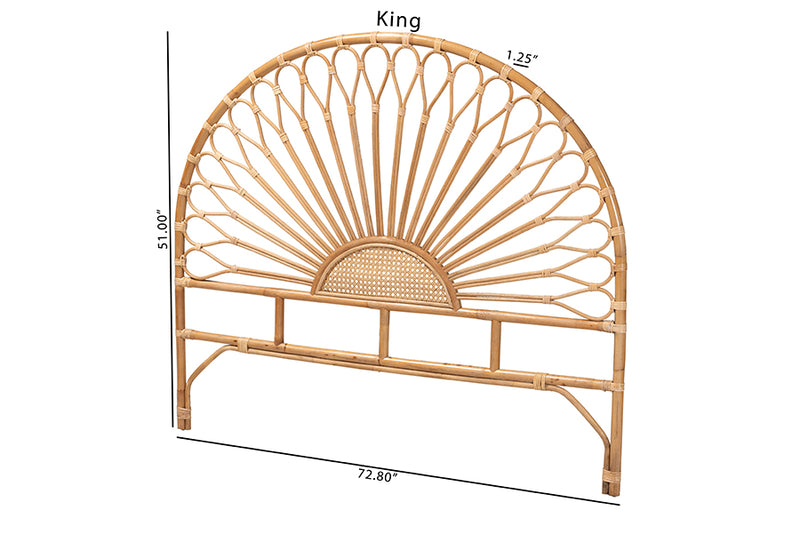 Drucilla Modern Bohemian Natural Rattan Queen Size Standalone Headboard